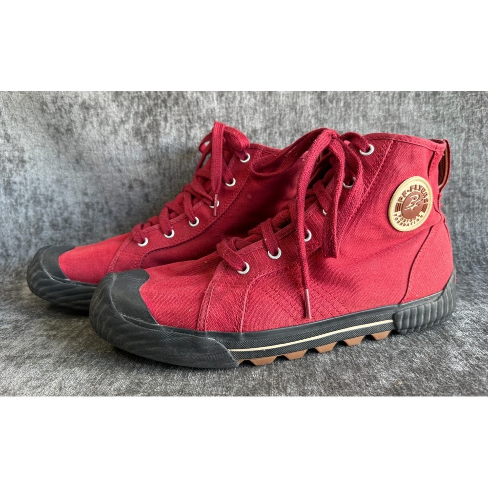 PF Flyers Grounder High Top Burgundy Red Canvas Sneakers Men 11 Women 12.5